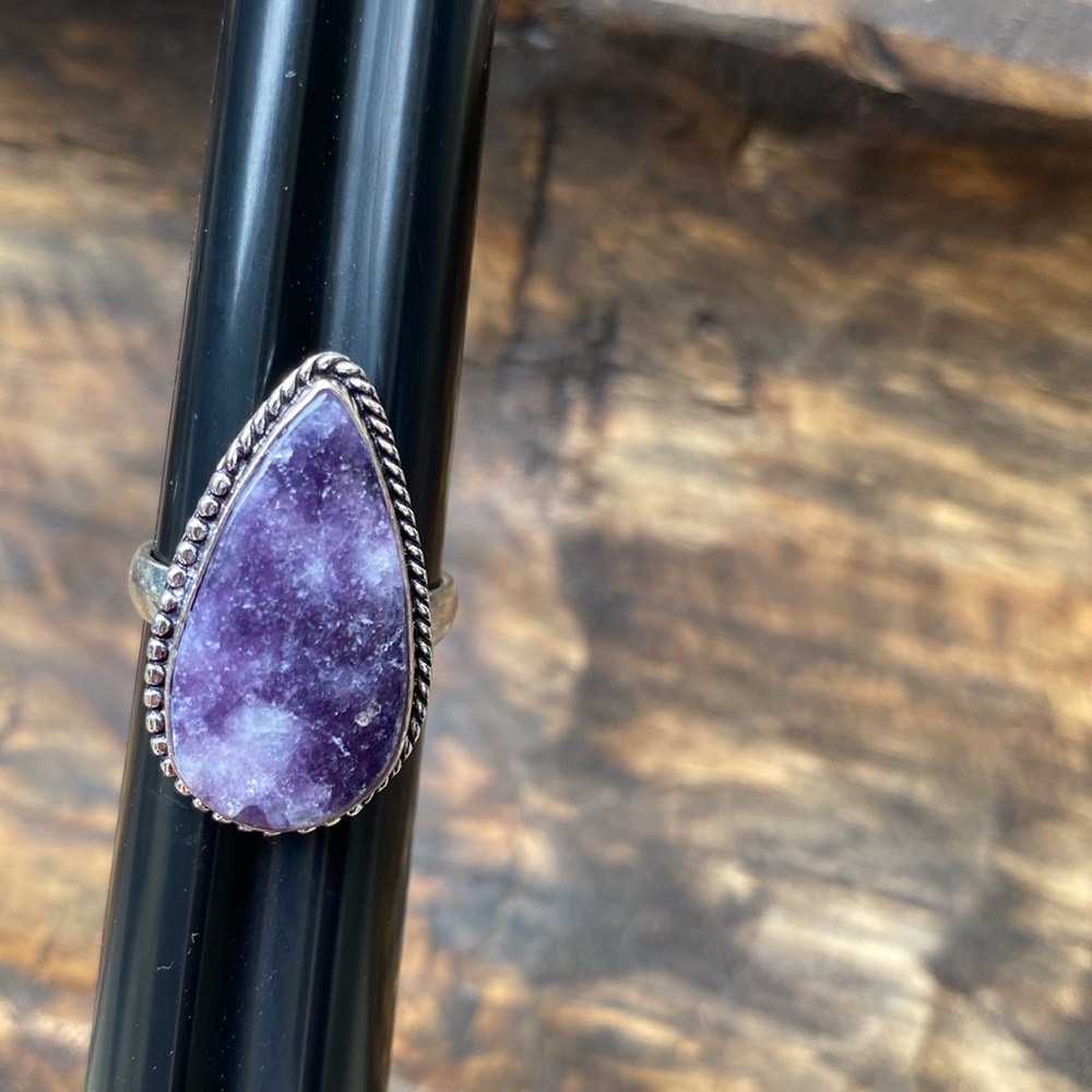 Lepidolite and 925 sterling dipped ring size 10 NEW - Picture 10 of 12